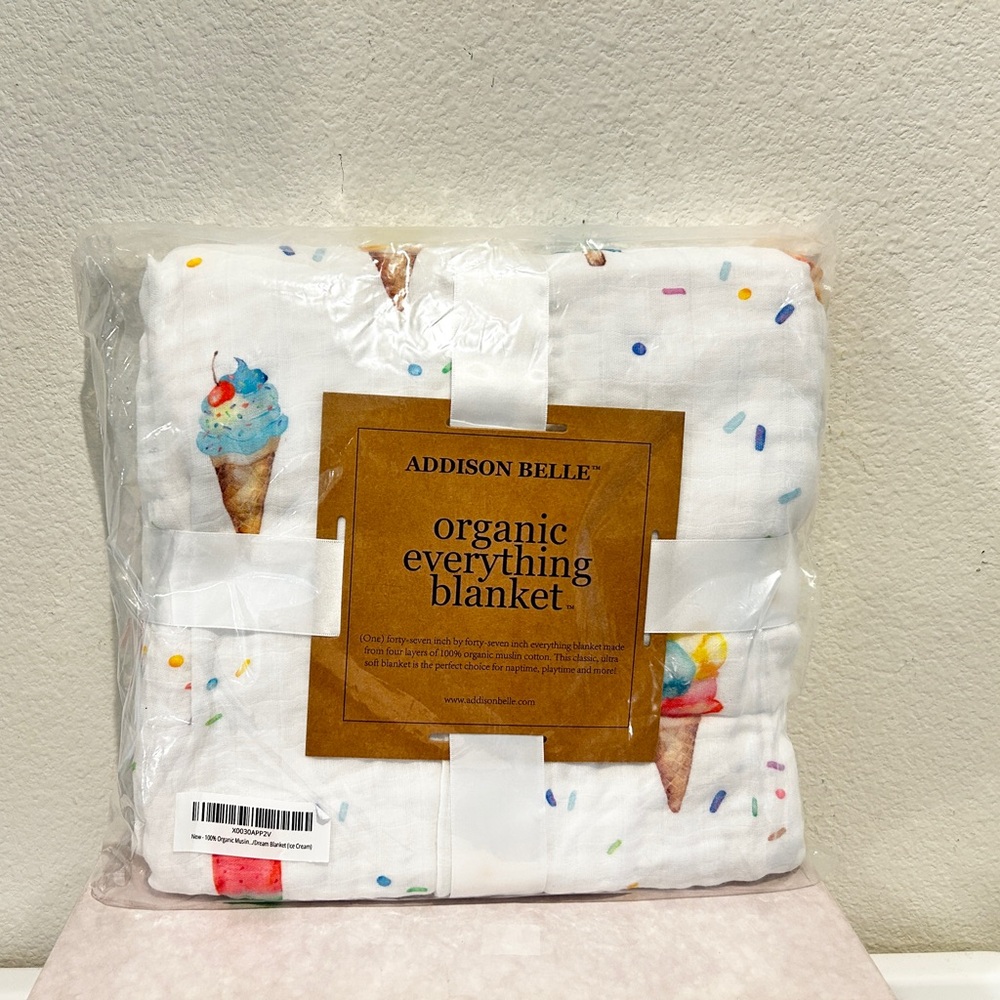 ADDISON BELLE Organic Everything Blanket Ice Cream, New with Tag